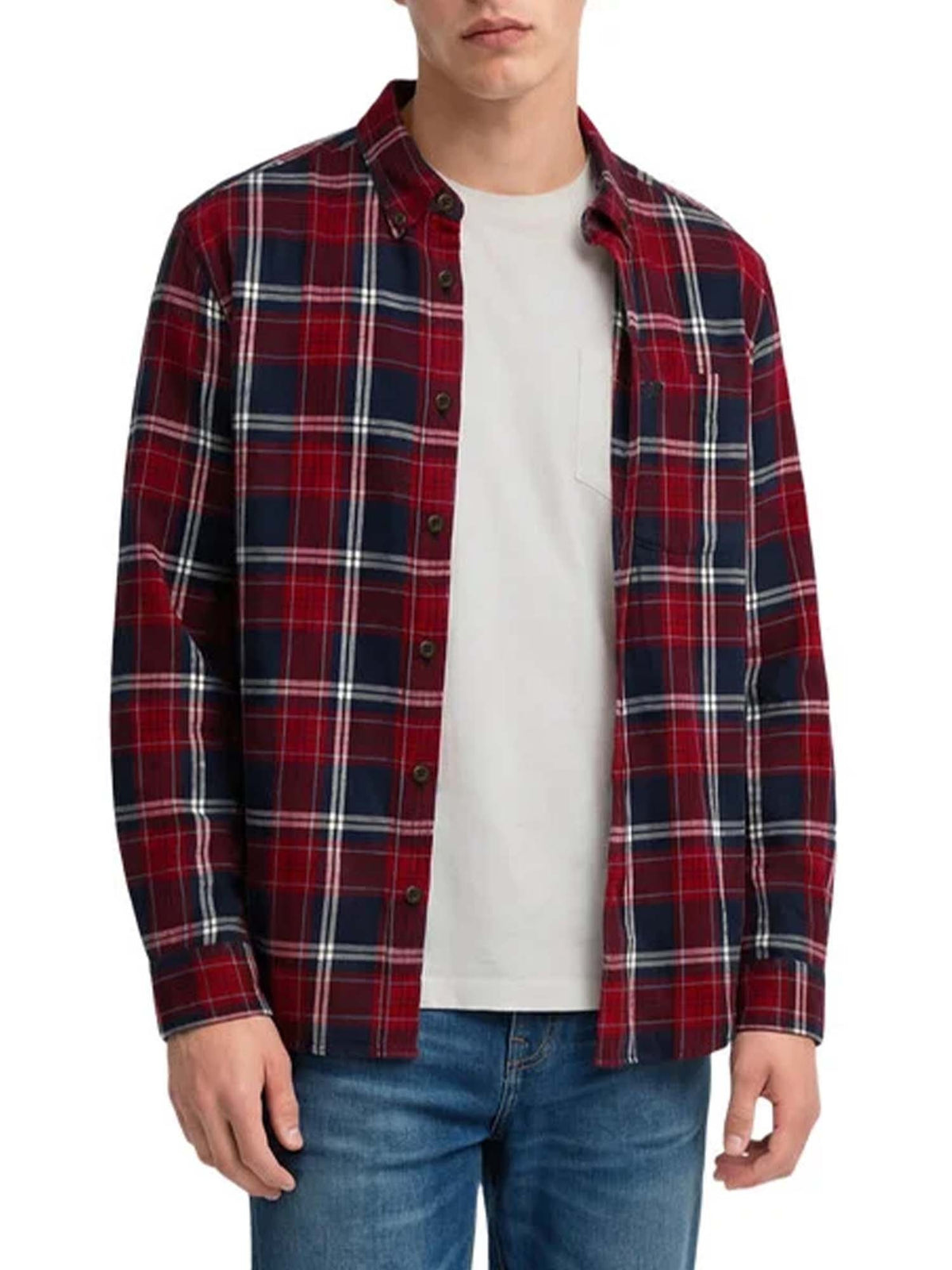Superdry l/s cotton camicia da uomo rosso blu