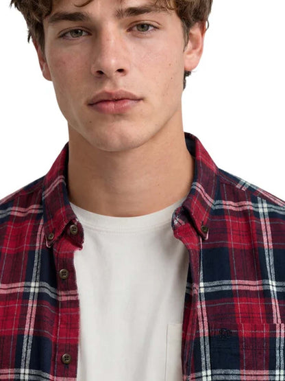 Superdry l/s cotton camicia da uomo rosso blu