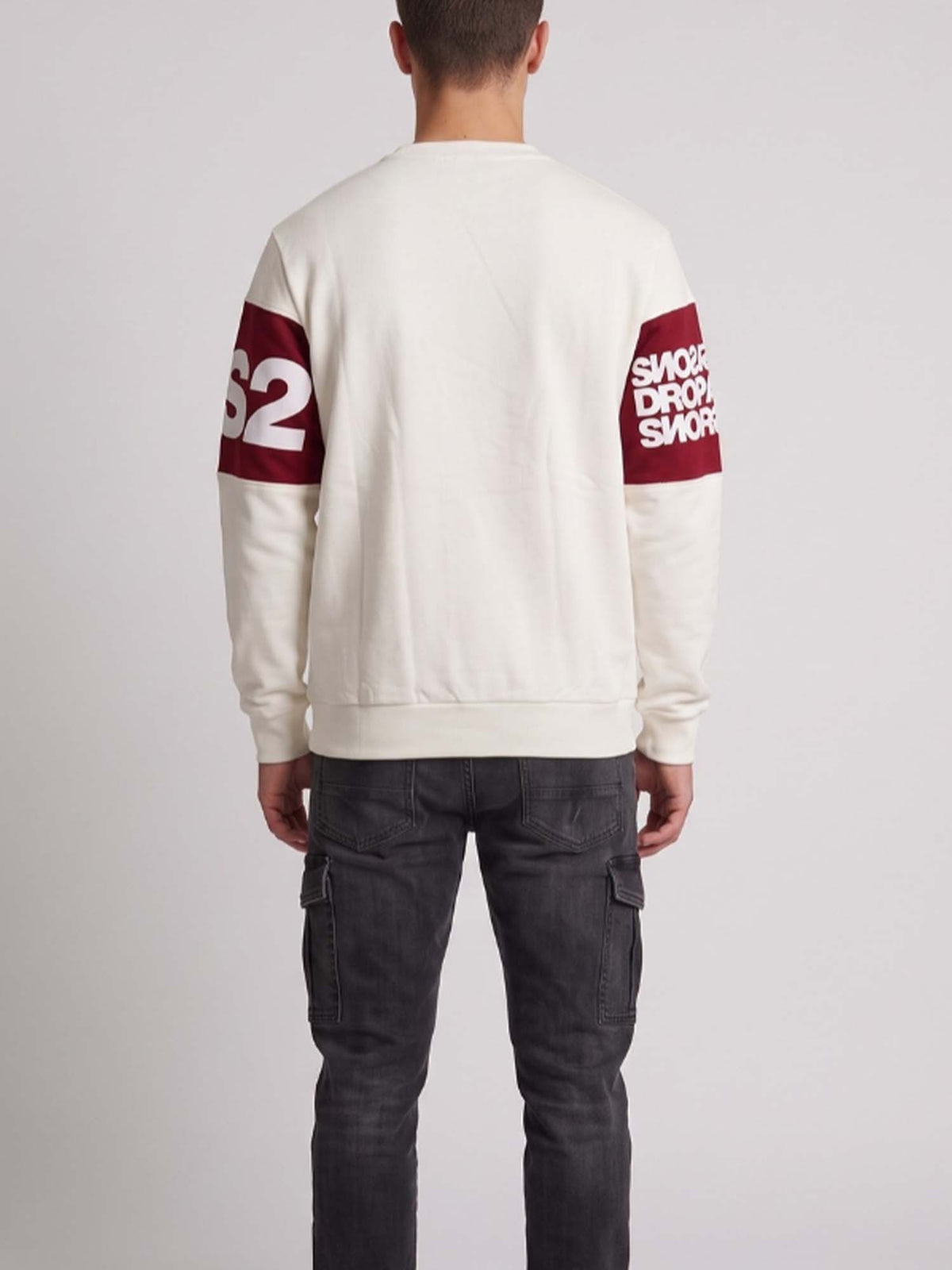 DS2 felpa girocollo da uomo bianco-rosso