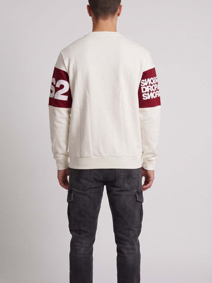 DS2 felpa girocollo da uomo bianco-rosso