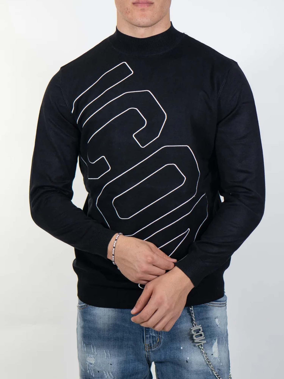 Icon maglia girocoll da uomo nero