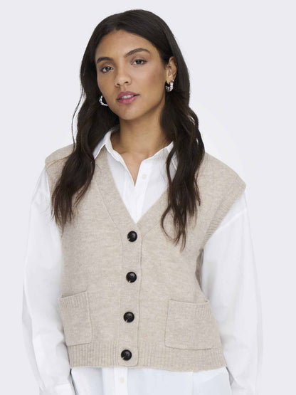 Jdy super life gilet da donna beige