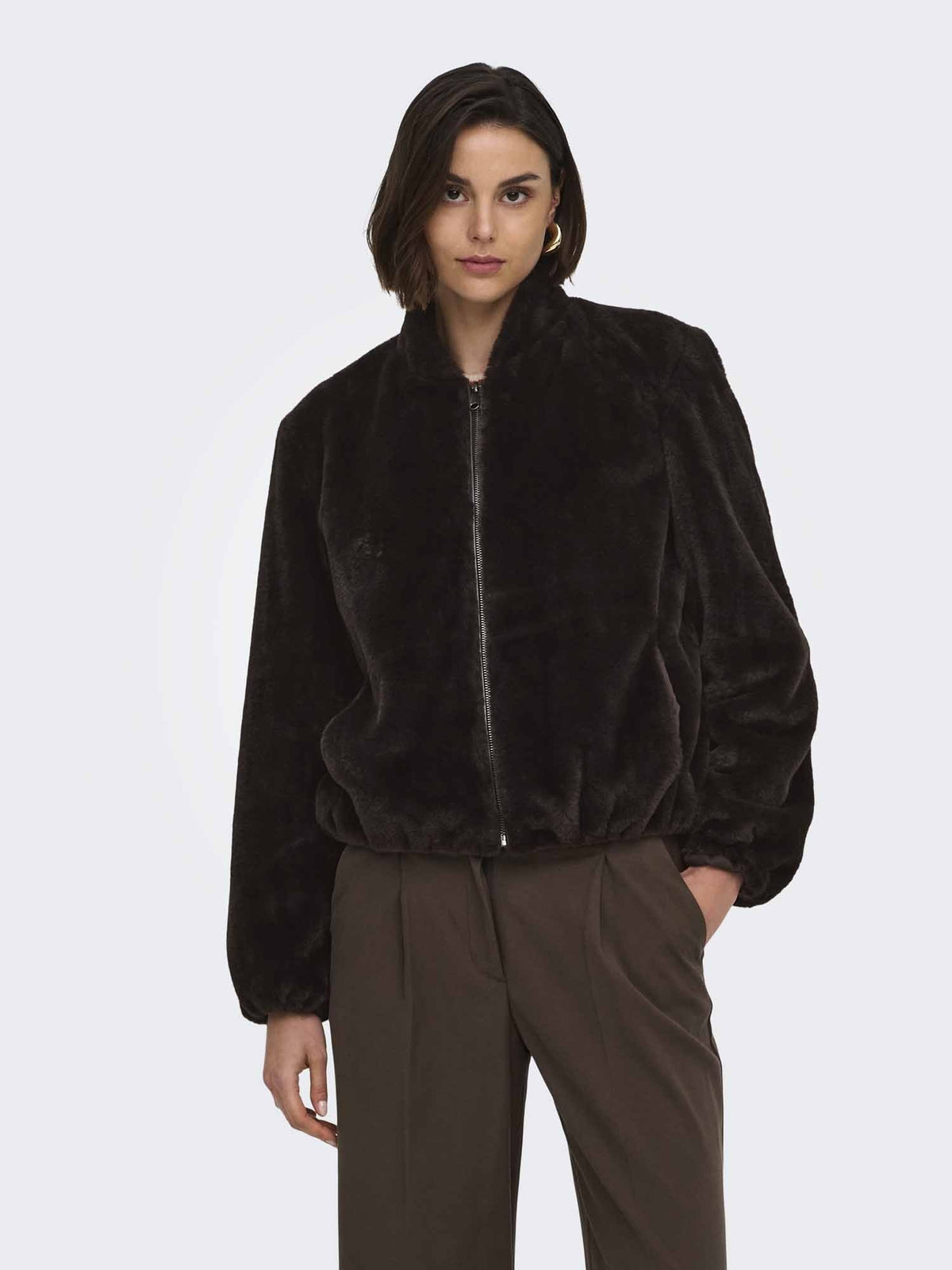 Jdy macy faux pelliccia da donna cioccolato
