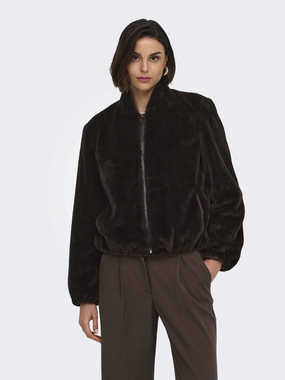 Jdy macy faux pelliccia da donna cioccolato