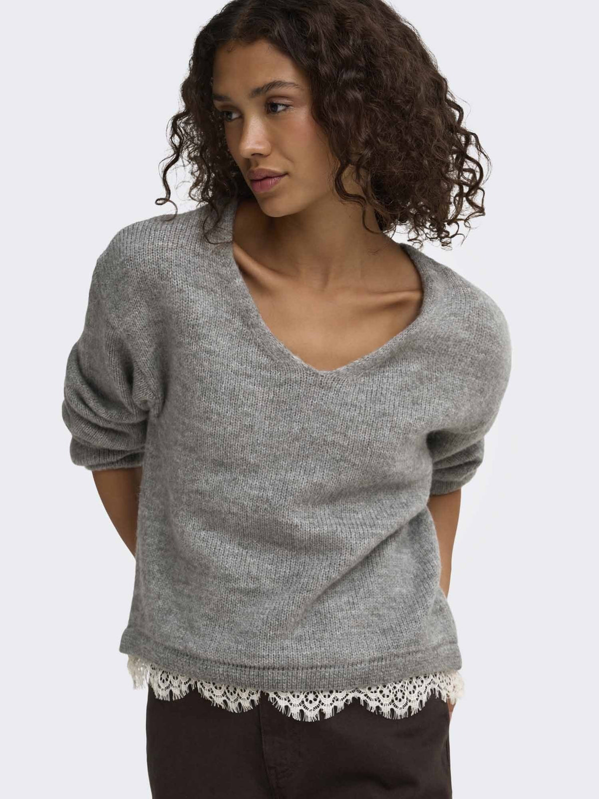 Jdy stephanie maglia da donna grigio chiaro