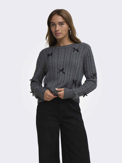 Jdy bow maglia da donna antracite