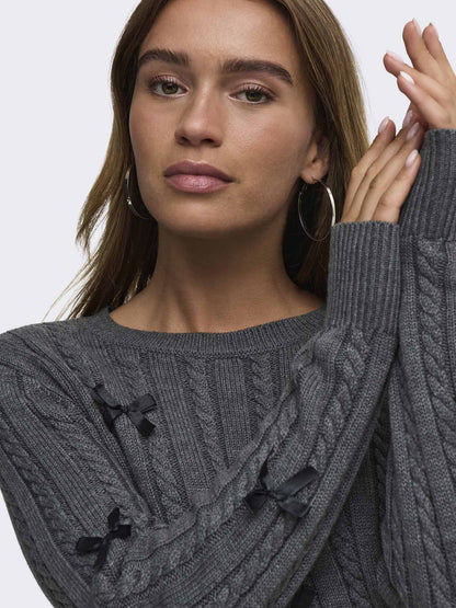 Jdy bow maglia da donna antracite