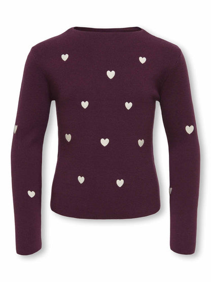 Only jr heart maglia da bambino/a bordeaux