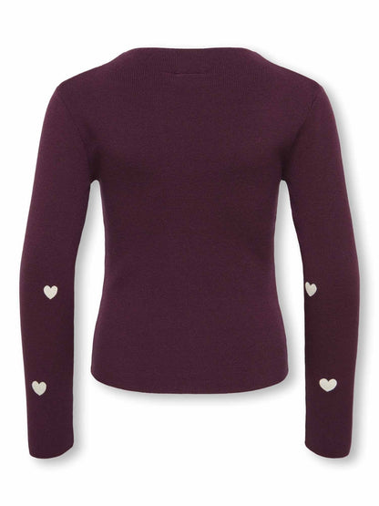 Only jr heart maglia da bambino/a bordeaux