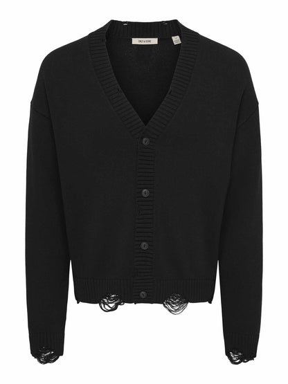 O&s tune cardigan maglia da uomo nero