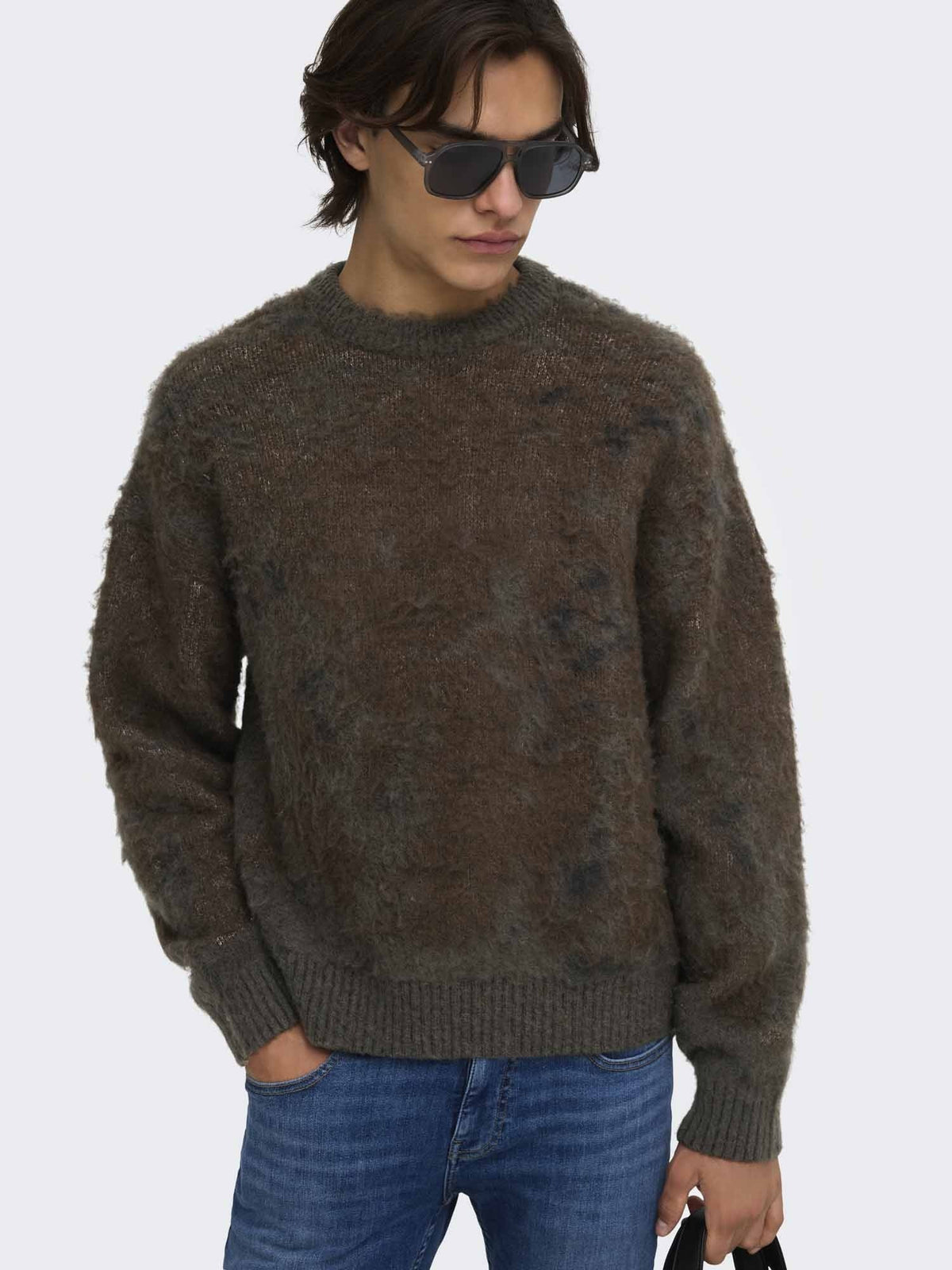 Only&sons willis maglia da uomo verde militare
