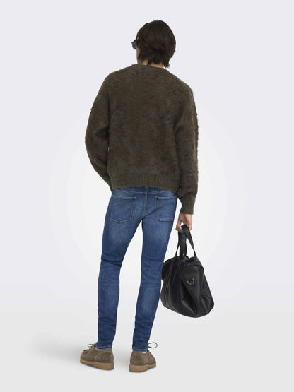 Only&sons willis maglia da uomo verde militare