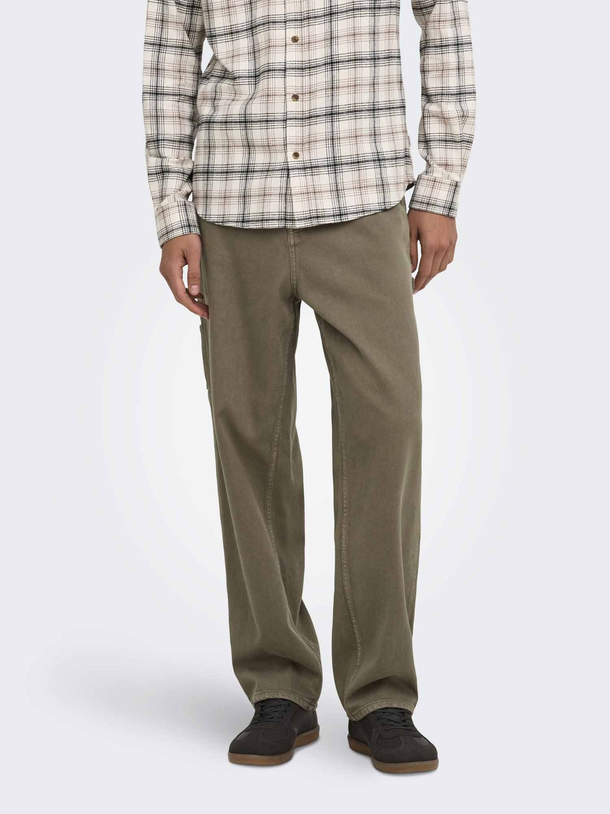 O&s fade loose pantalone da uomo verde militare