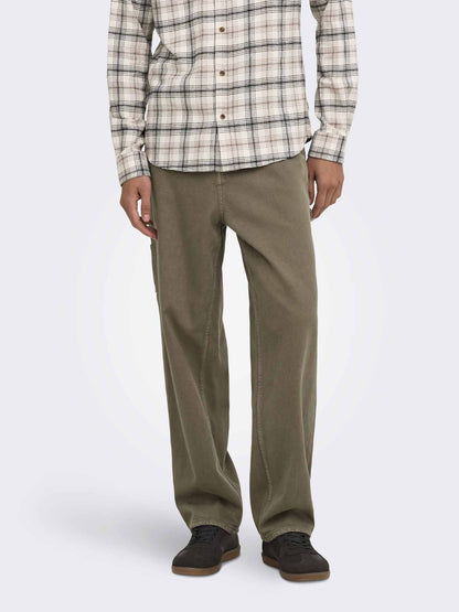 O&s fade loose pantalone da uomo verde militare