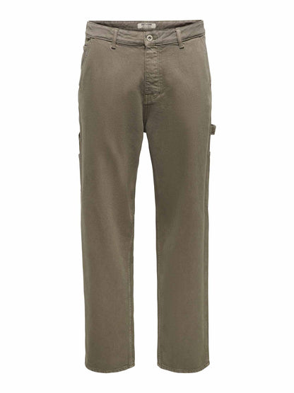 O&s fade loose pantalone da uomo verde militare