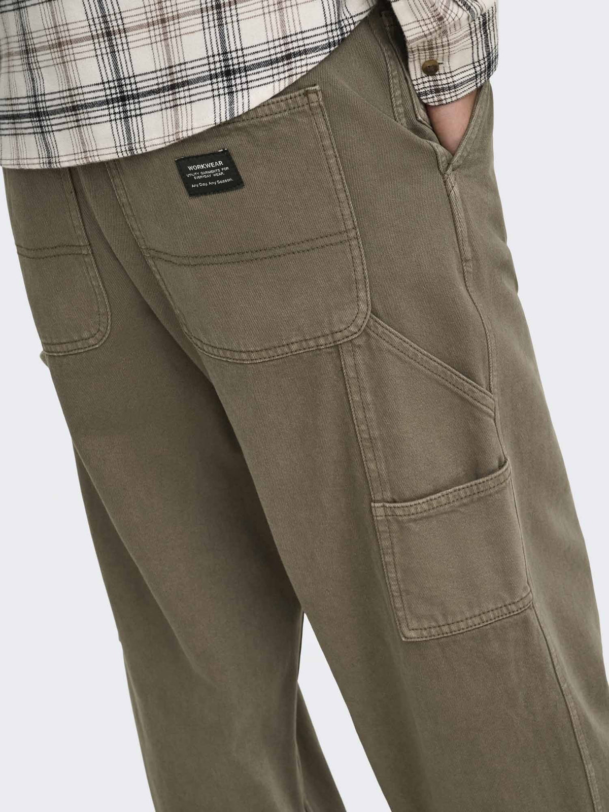 O&s fade loose pantalone da uomo verde militare