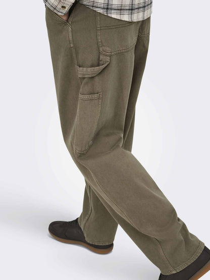 O&s fade loose pantalone da uomo verde militare