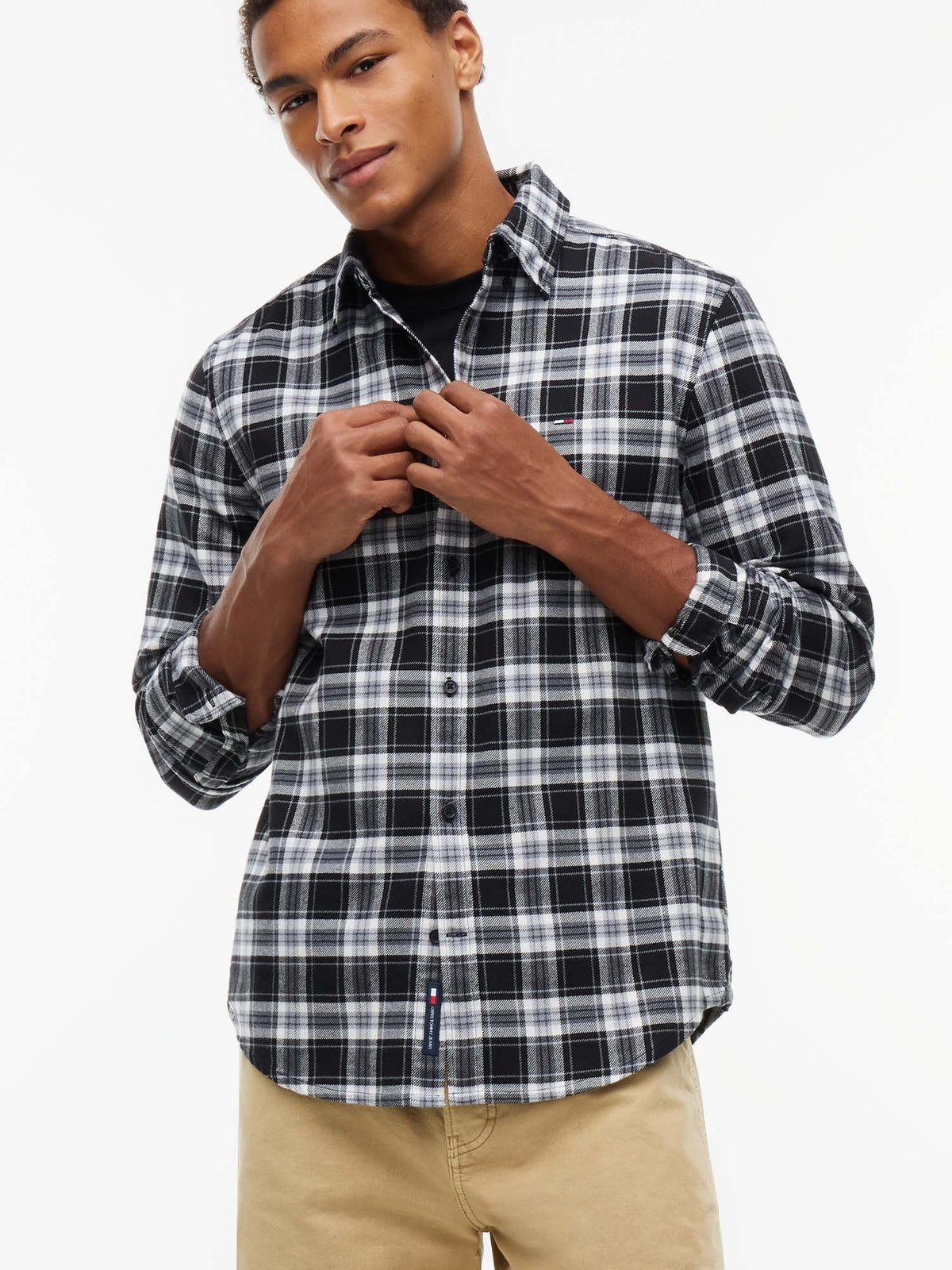 Tommy jeans flannel camicia da uomo nero