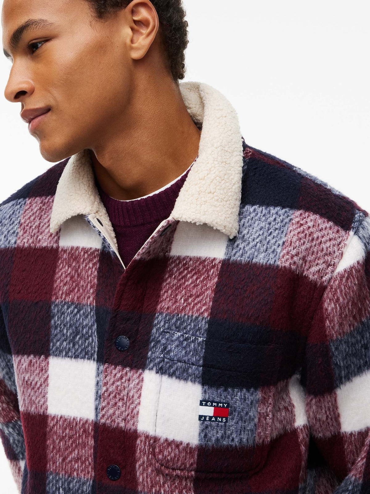 Tommy jeans teddy giubbino da uomo blu-rosso
