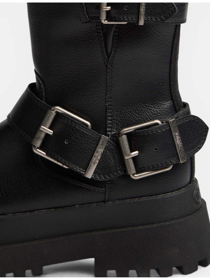 Buffalo pluto biker stivale da donna nero