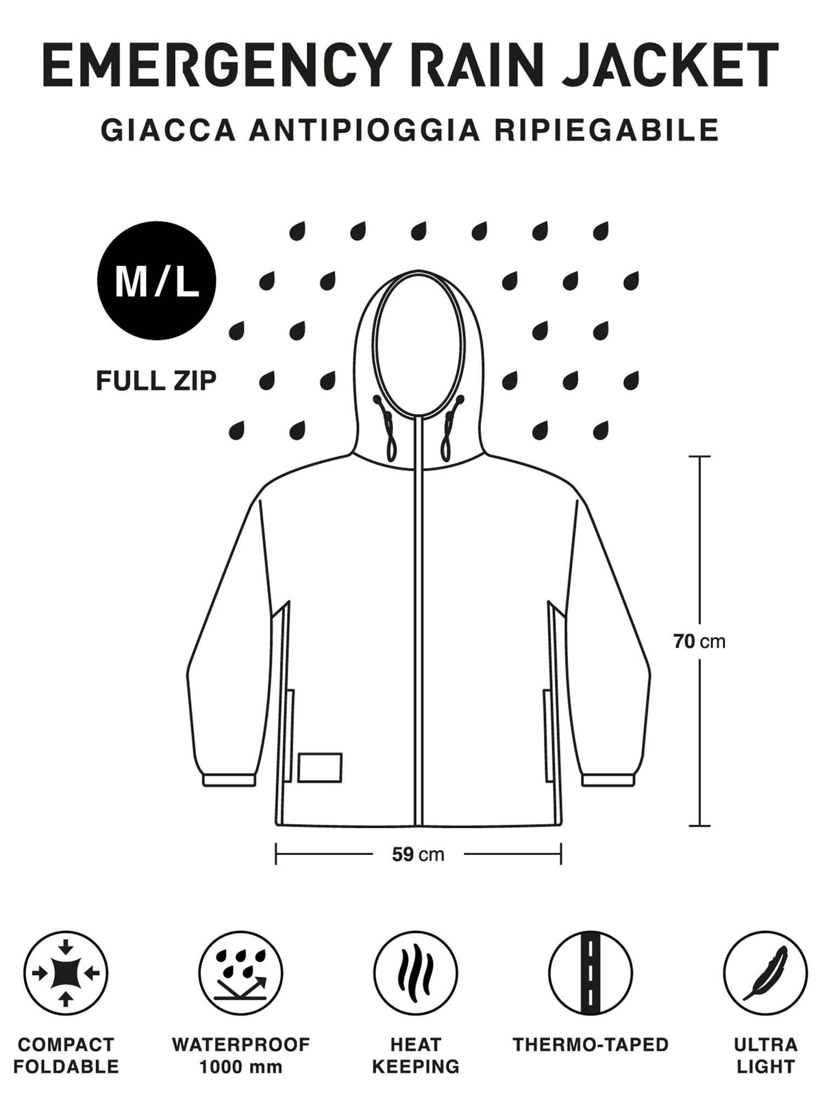 Ready rain jacket k-way da uomo beige