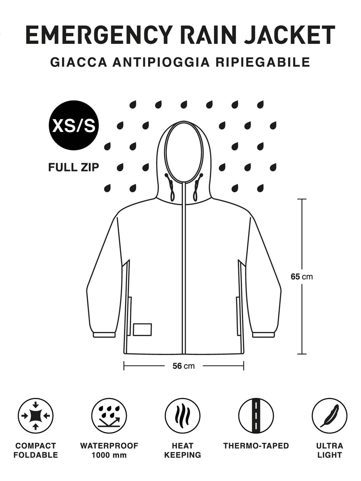 Ready rain jacket k-way da uomo blu