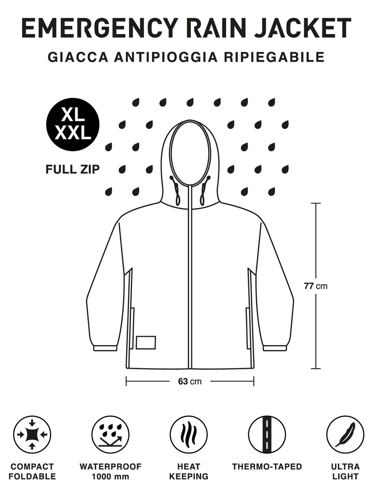 Ready rain jacket k-way da uomo giallo