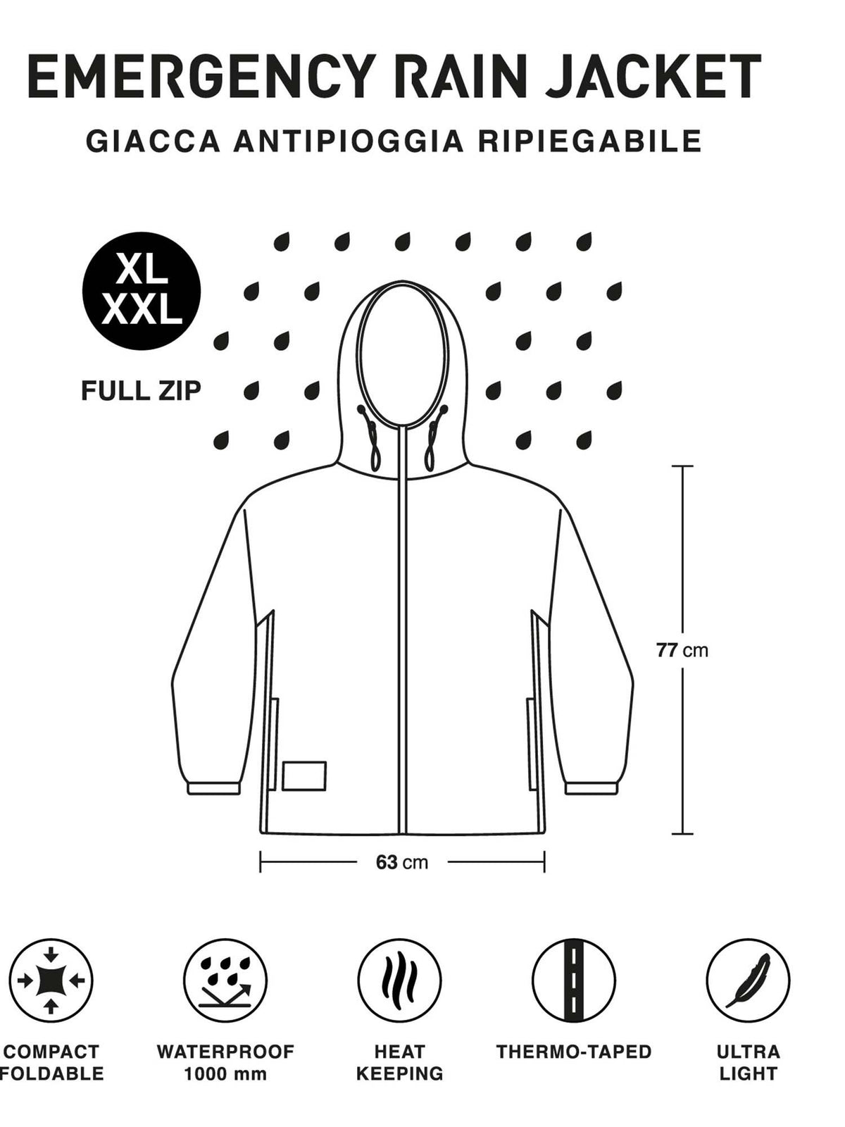 Ready rain jacket k-way da uomo rosso
