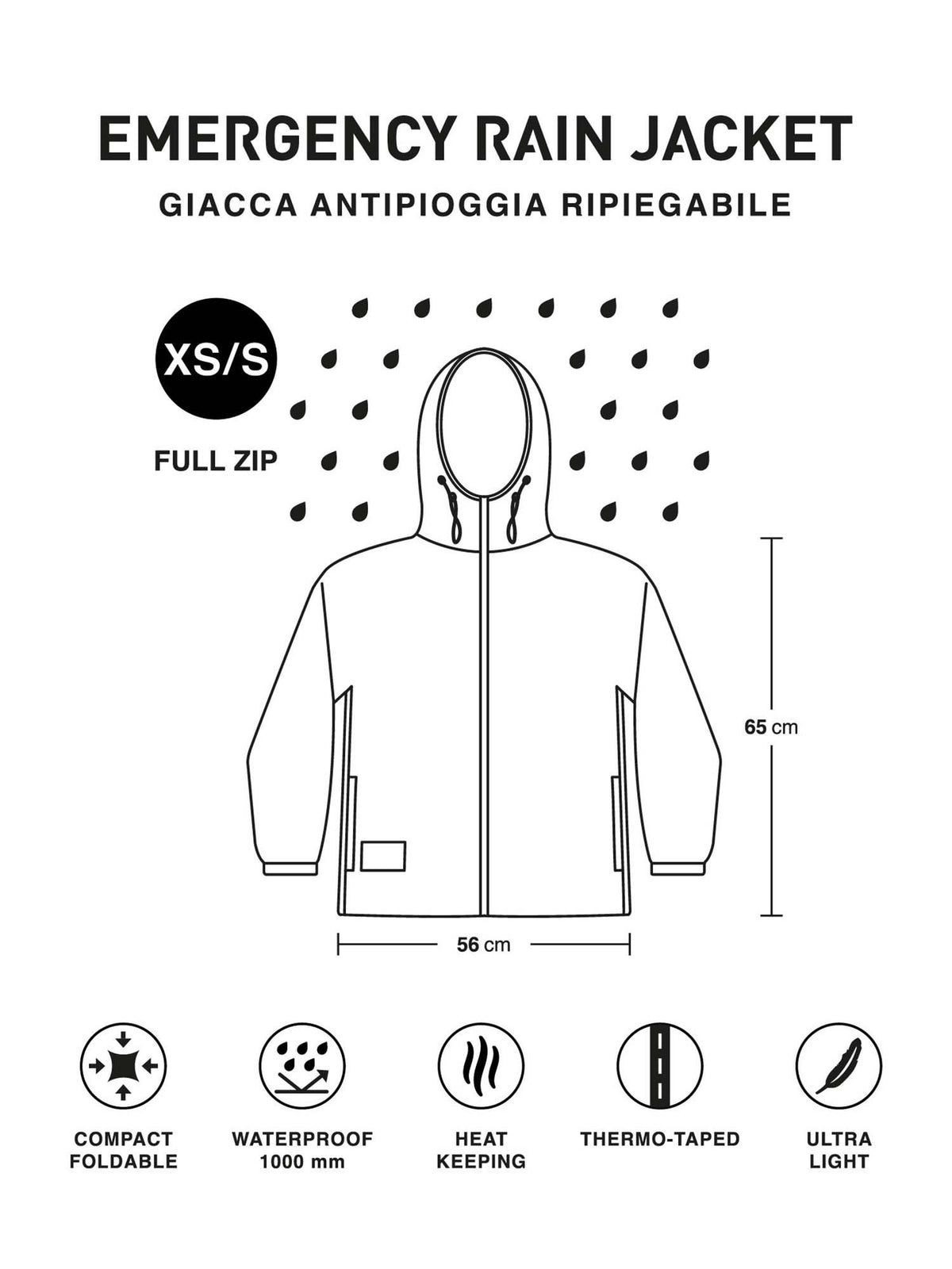 Ready rain jacket k-way da uomo rosso