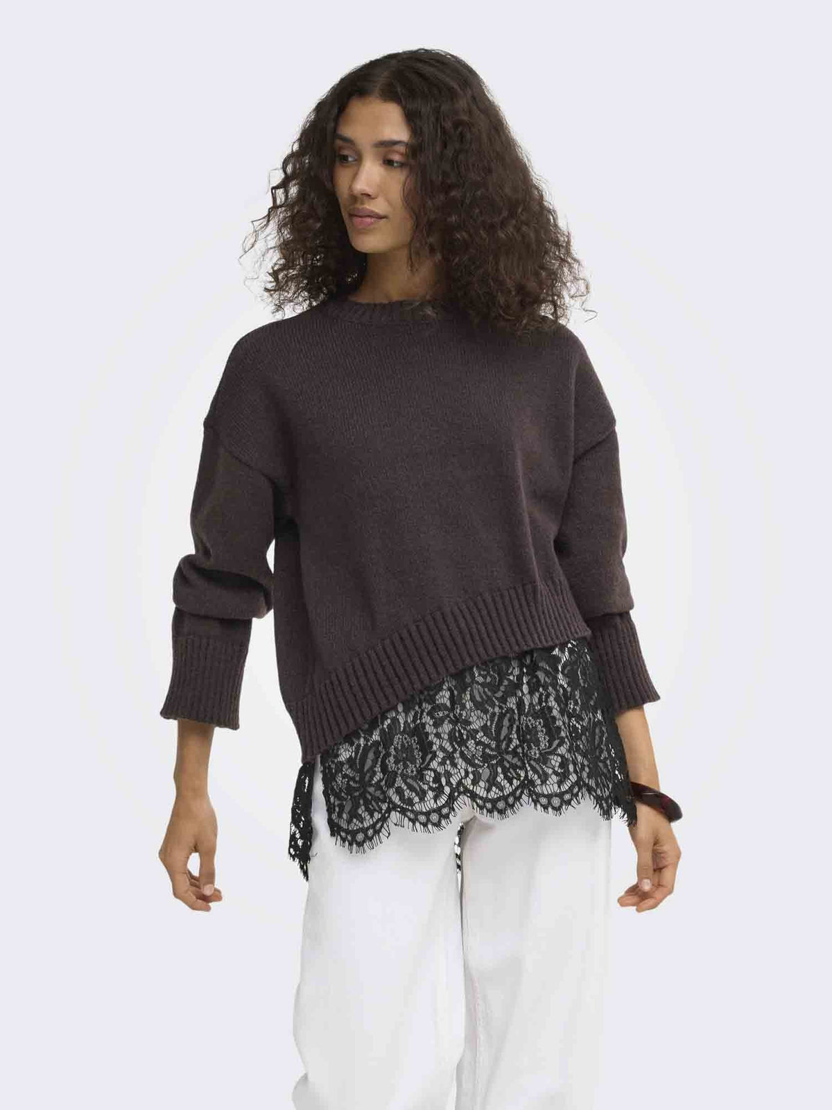 Only evie maglia da donna caffe'