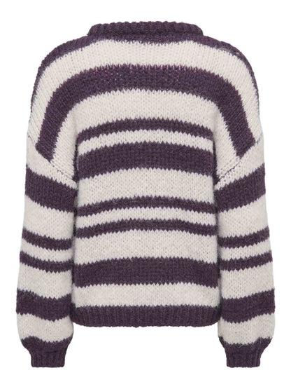 Only nordic maglia da donna viola-bianco