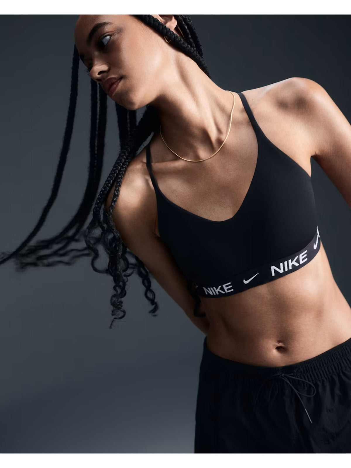 Nike indy light supp bra training da donna nero