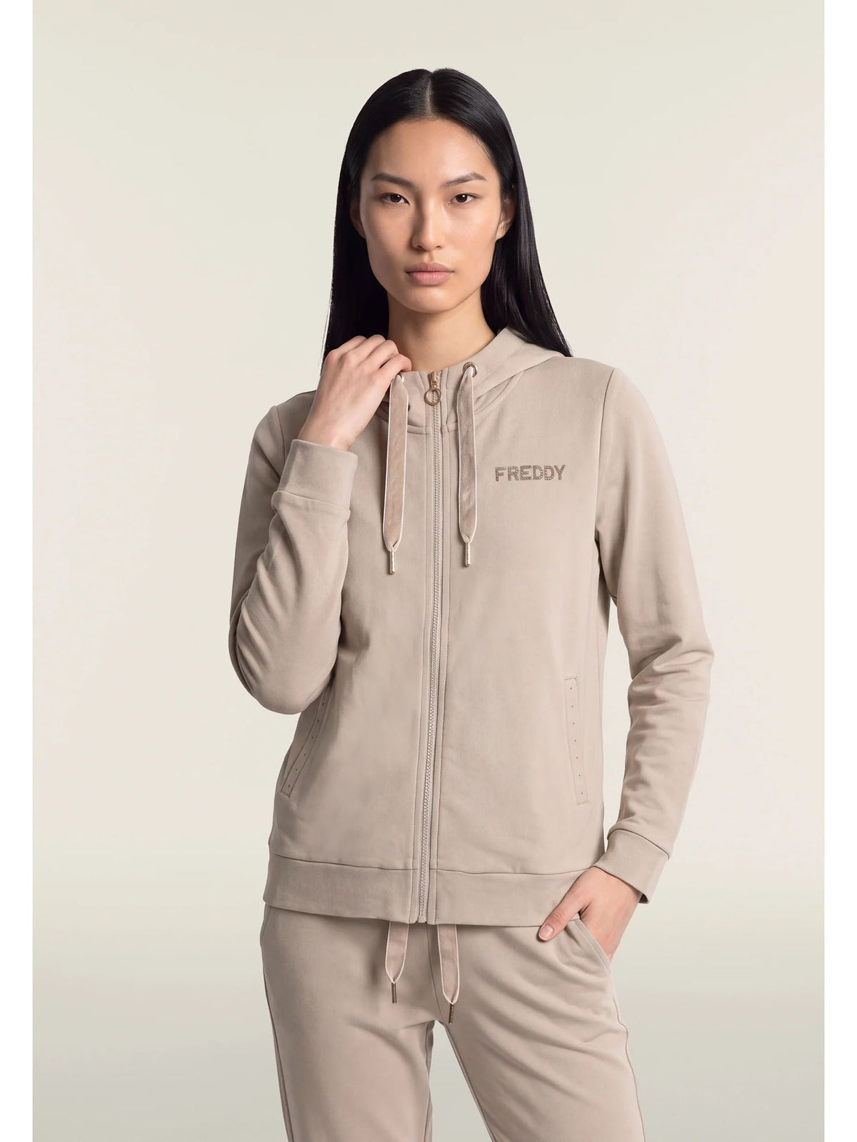 Freddy college luxe felpa da donna beige