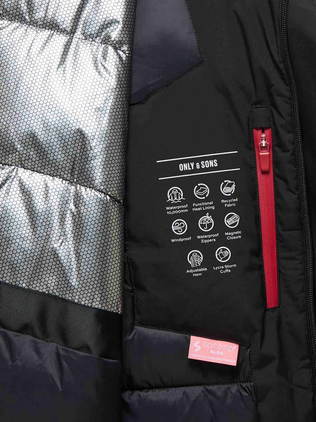 Only&sons nate giaccone da uomo nero