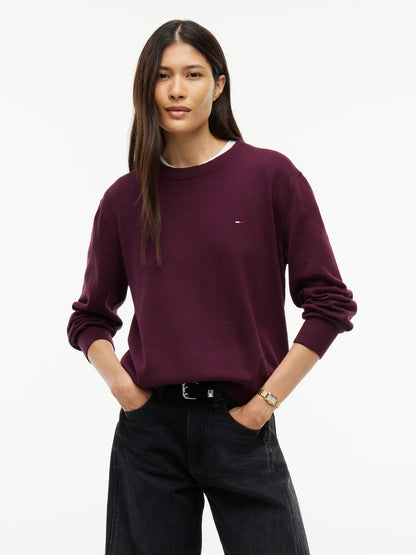 Tommy jeans ess.crew maglia da donna bordeaux