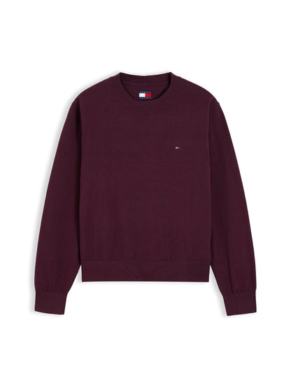 Tommy jeans ess.crew maglia da donna bordeaux