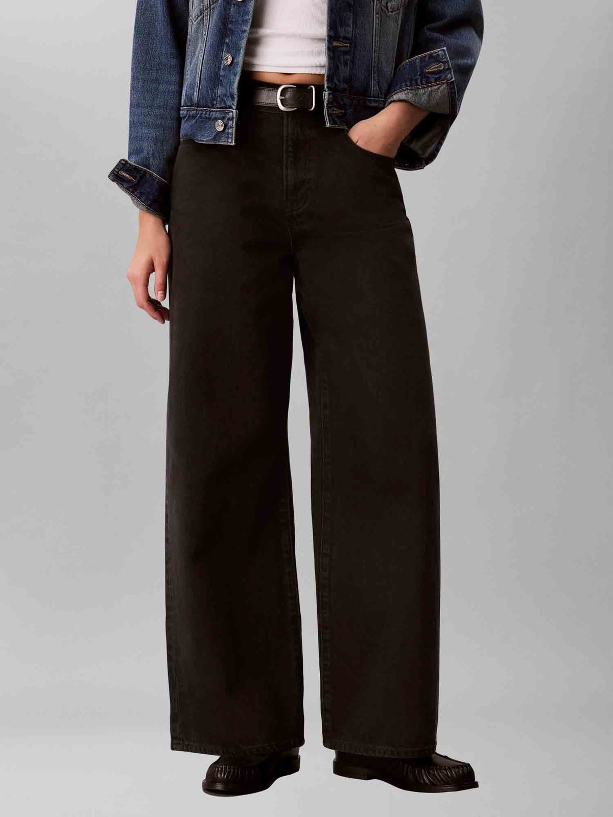 Ck wide leg jeans da donna denim black