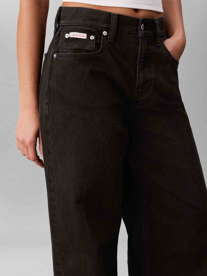 Ck wide leg jeans da donna denim black
