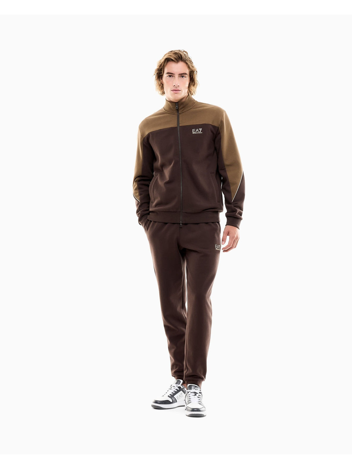 EA7 train colourbloc felpa da uomo marrone