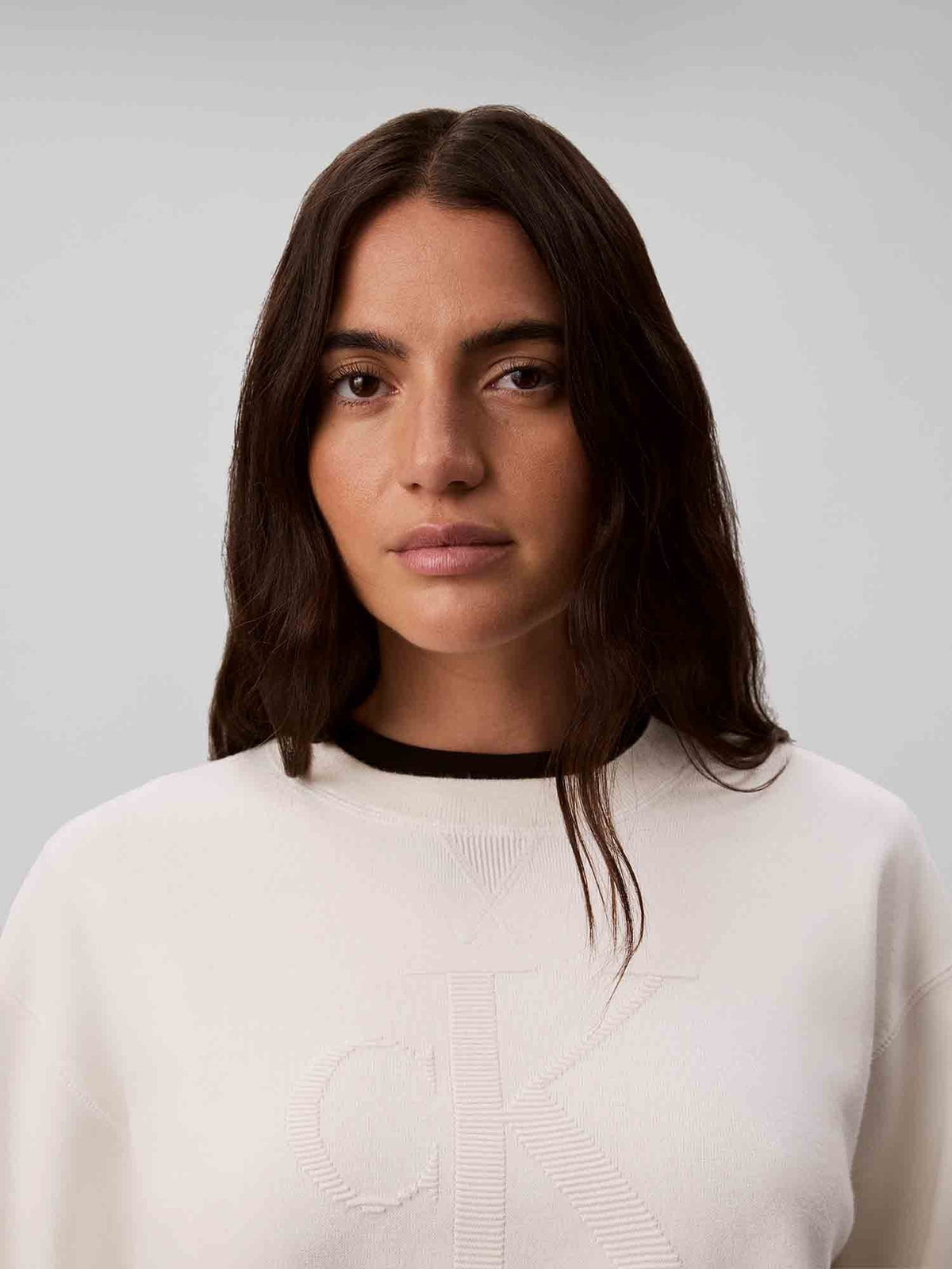 Ck logo ottoman maglia da donna bianco