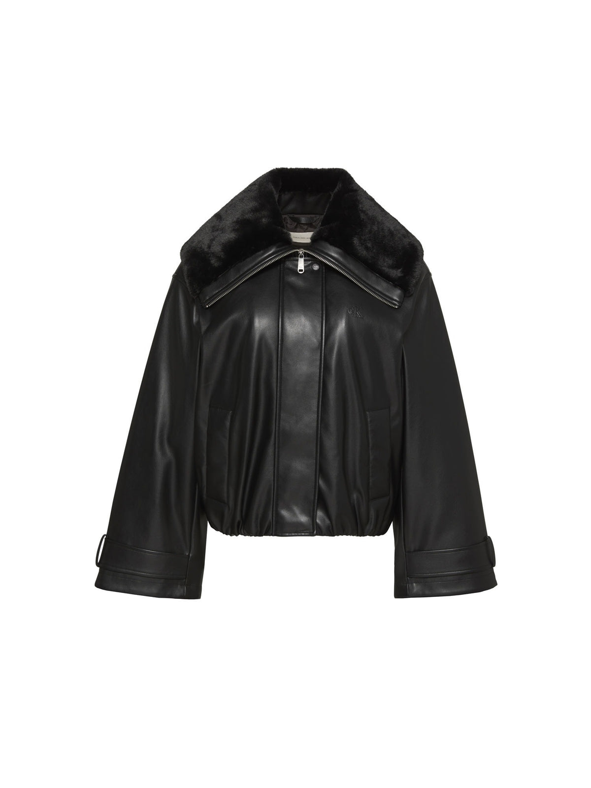 Ck faux leather giubbino da donna nero
