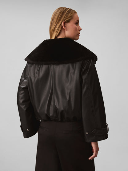 Ck faux leather giubbino da donna nero