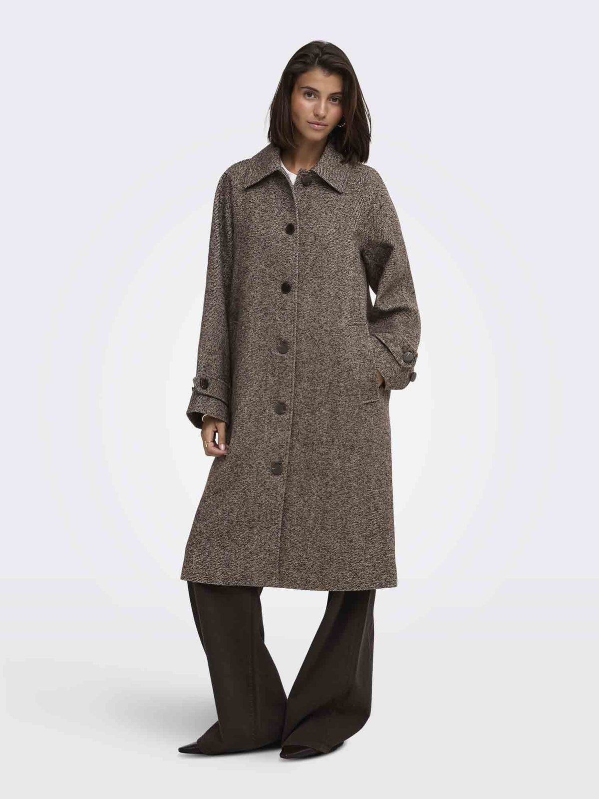 Jdy vinga long cappotto da donna cioccolato