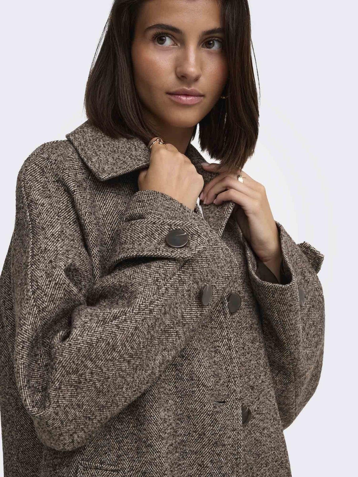 Jdy vinga long cappotto da donna cioccolato