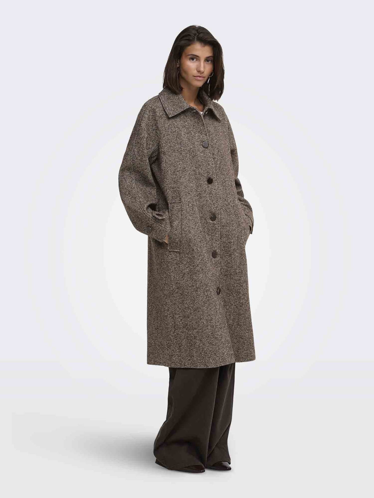 Jdy vinga long cappotto da donna cioccolato