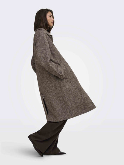 Jdy vinga long cappotto da donna cioccolato