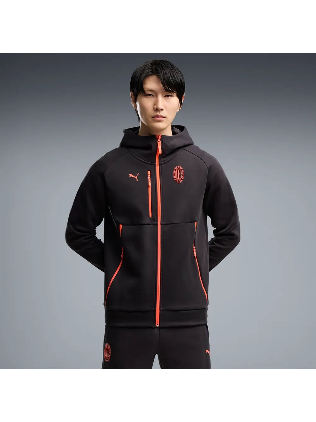 Milan felpa players calcio da uomo nero rosso