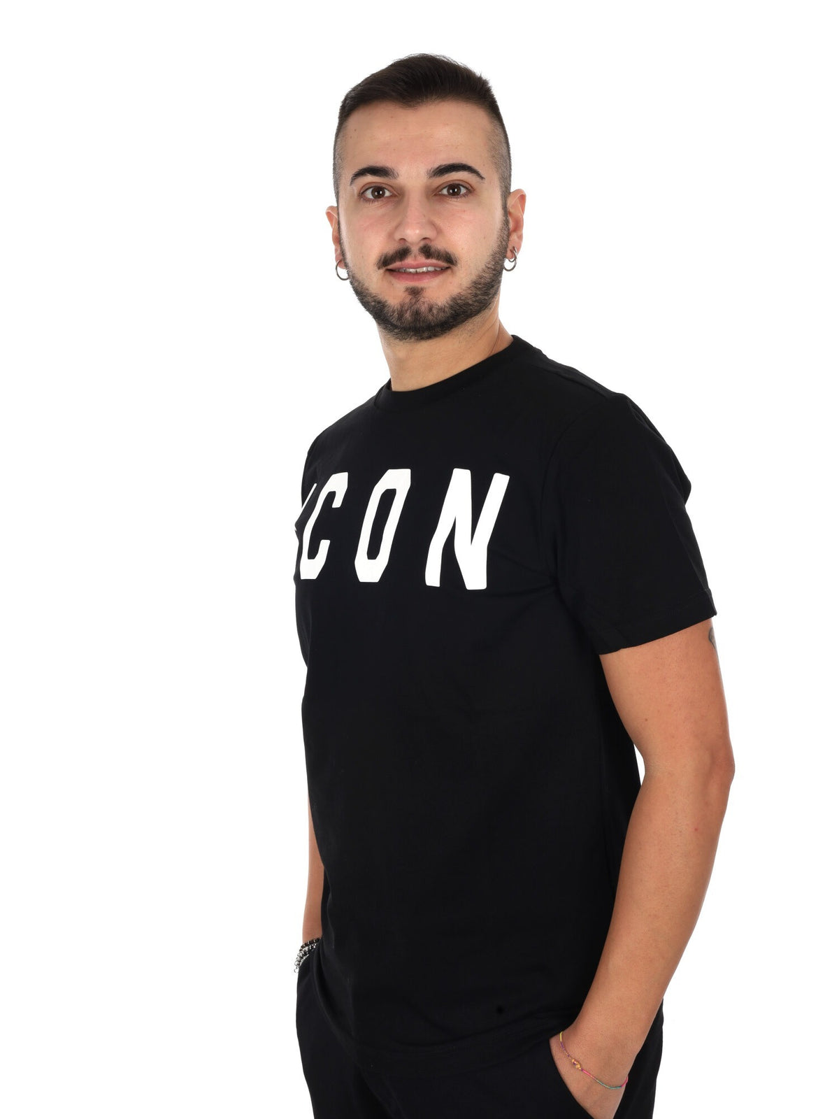 Icon t-shirt mm da uomo nero-bianco