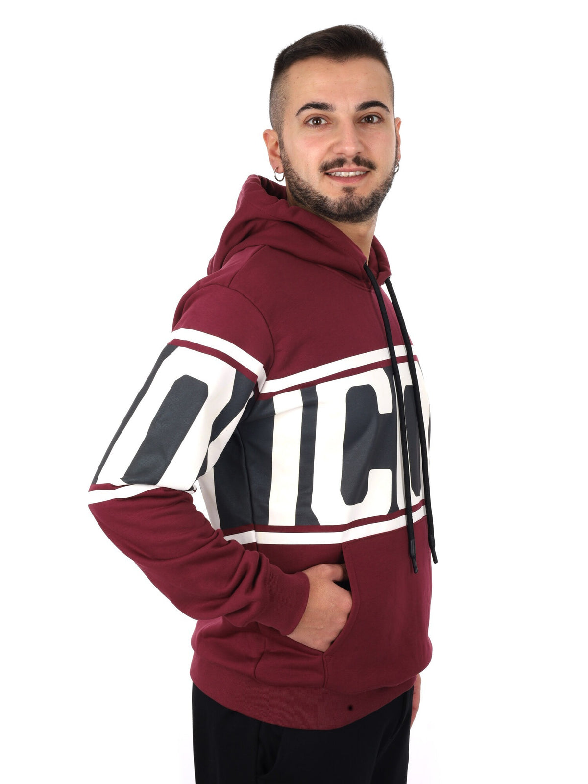 Icon felpa cappuccio da uomo bordeaux