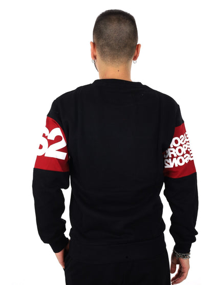 DS2 felpa girocollo da uomo nero rosso